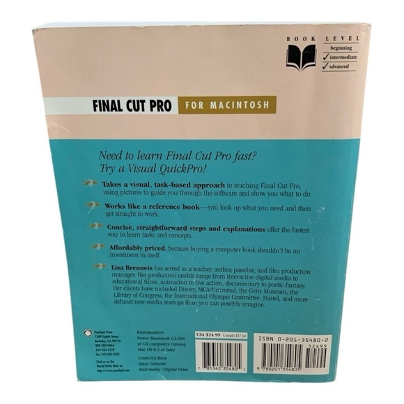 Lisa Brenneis Final Cut Pro for Macintosh Visual QuickPro Guide TextBook - Picture 2 of 2